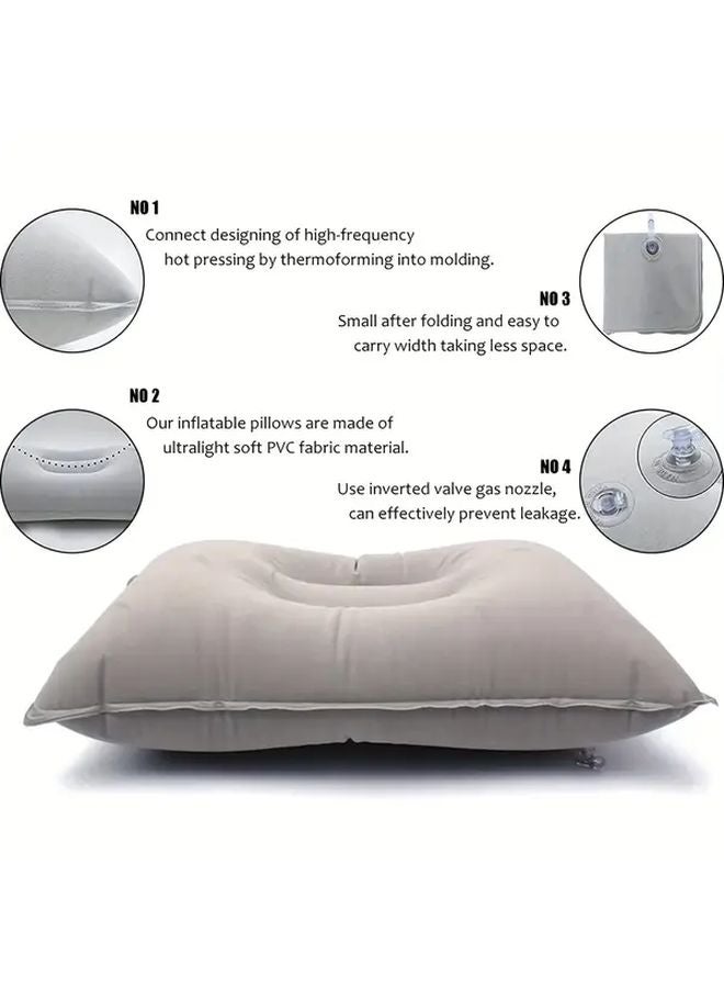 Inflatable U Shaped Travel Pillow Grey Adjustable Firmness Neck Support For Airplane - Image 4