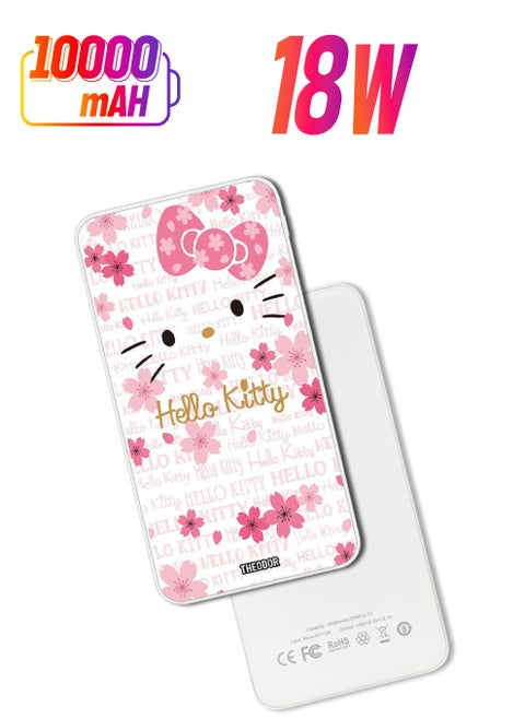 10,000 mAh Super Fast Charging Ultra Compact Power Bank with Quick Charge & Power Delivery, Portable Charger For iPhone and Android Hello Kitty