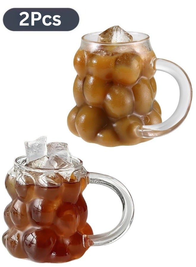 2 pcs Bubble Mug for drinking juice, Nescafe and iced coffee, 350ml capacity, transparent iced coffee cup, ice cream cup, bubble cups for water, coffee, juice and tea