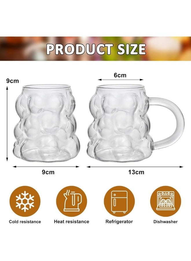 2 pcs Bubble Mug for drinking juice, Nescafe and iced coffee, 350ml capacity, transparent iced coffee cup, ice cream cup, bubble cups for water, coffee, juice and tea