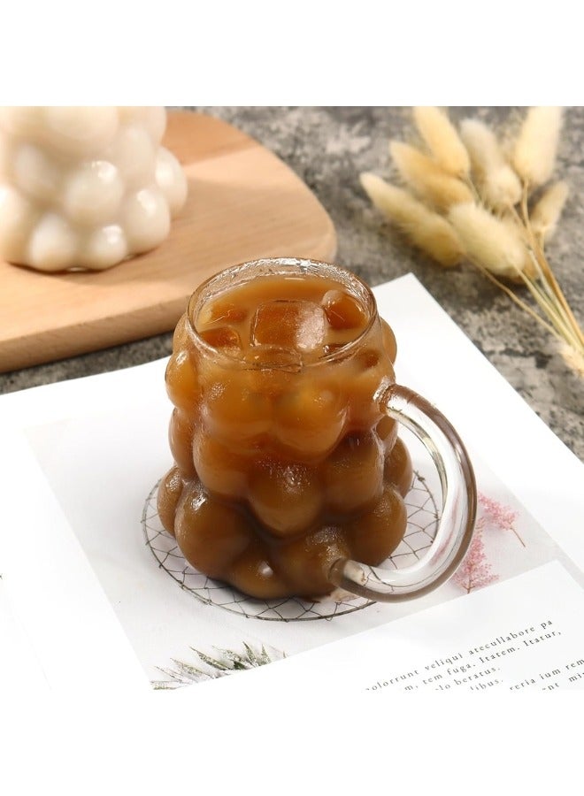 2 pcs Bubble Mug for drinking juice, Nescafe and iced coffee, 350ml capacity, transparent iced coffee cup, ice cream cup, bubble cups for water, coffee, juice and tea