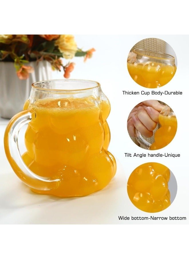 2 pcs Bubble Mug for drinking juice, Nescafe and iced coffee, 350ml capacity, transparent iced coffee cup, ice cream cup, bubble cups for water, coffee, juice and tea
