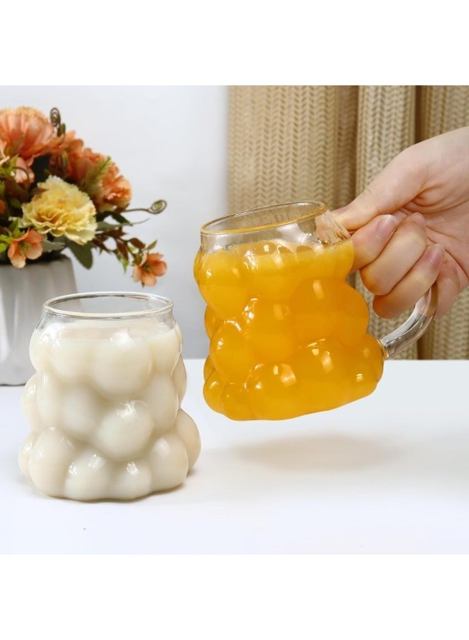 2 pcs Bubble Mug for drinking juice, Nescafe and iced coffee, 350ml capacity, transparent iced coffee cup, ice cream cup, bubble cups for water, coffee, juice and tea