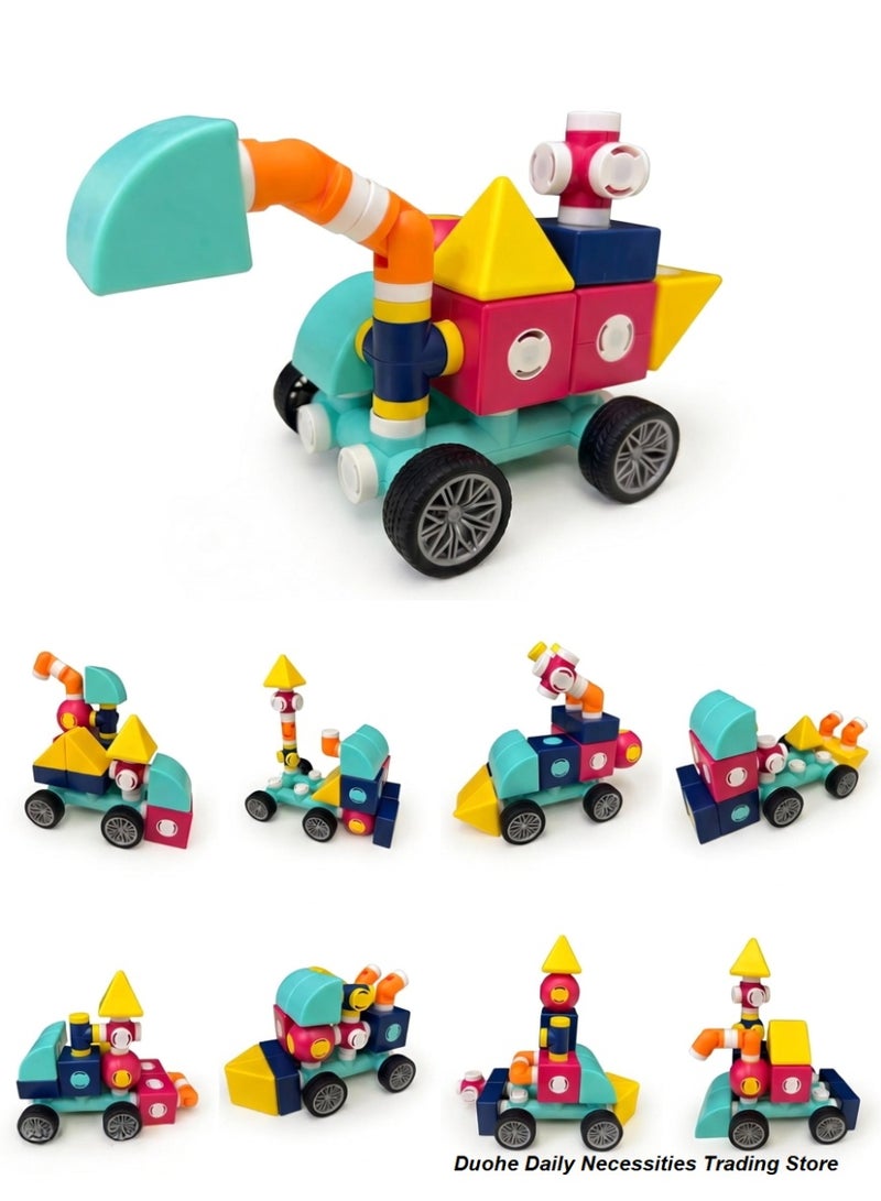 Magnetic Building Blocks for Kids, 20 PCS Construction Toys Educational STEM Set, Creative Vehicle Building Kit Ages 3+ - Image 1