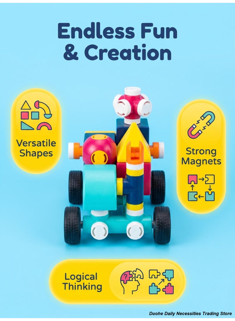Magnetic Building Blocks for Kids, 20 PCS Construction Toys Educational STEM Set, Creative Vehicle Building Kit Ages 3+ - Image 2