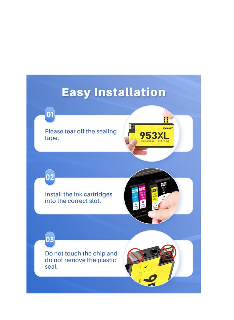 Terabyte 953 XL 4 Pack with Chip Ink Cartridge Is Compatible Printers Ink HP OfficeJet Pro 7720, 7730, 7740, 8210, 8720, 8730 (Black Cyan Yellow Magenta) - Image 4