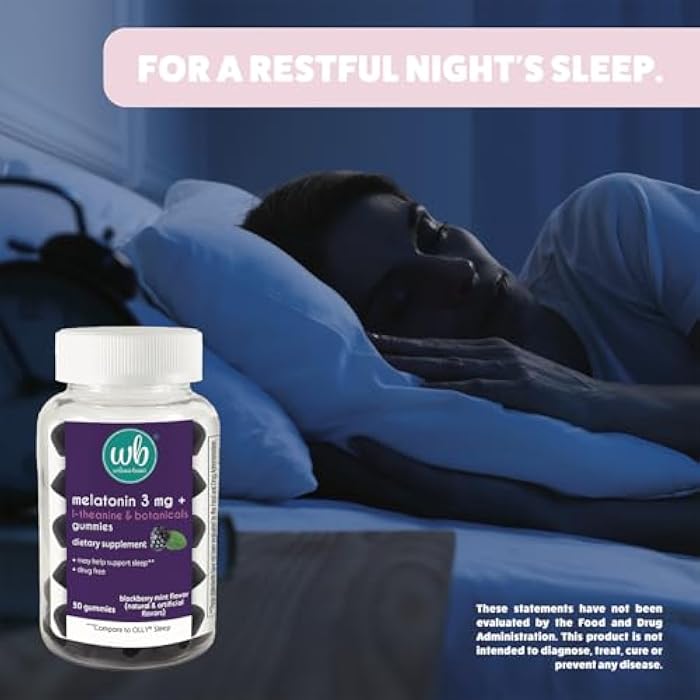 Wellness Basics Melatonin Gummy for Restful Sleep | 3mg per Serving | Natural Sleep Support | BlackBerry Mint Flavor | L-Theanine & Botanicals | 50 Count - Image 2