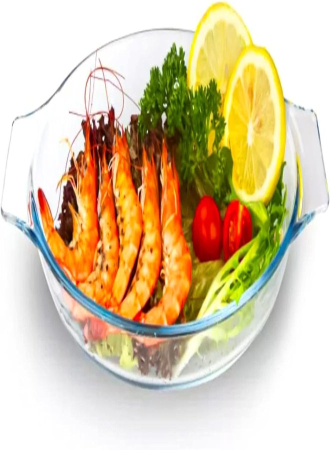 AKDC Borosilicate Glass Baking Dish 0.7L Oval With Handle Clear, Crysal Glasses Casserole For Oven Serving Dishes 700Ml Durable And Sturdy Bakeware Tray - Image 1