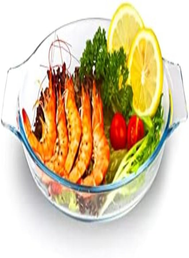 AKDC Borosilicate Glass Baking Dish 0.7L Oval With Handle Clear, Crysal Glasses Casserole For Oven Serving Dishes 700Ml Durable And Sturdy Bakeware Tray - Image 4