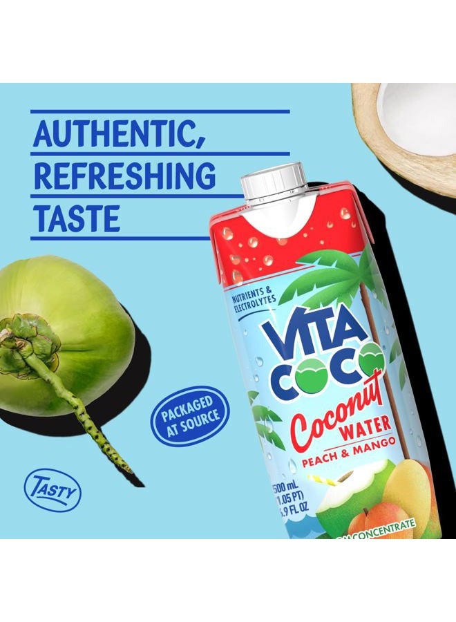 Vita Coco ماء جوز الهند، خوخ ومانجو - مشروب إلكتروليت مرطب بشكل طبيعي - بديل ذكي للقهوة، الصودا، ومشروبات الرياضة - خالي من الغلوتين - 16.9 أونصة سائلة (عبوة من 12) - Image 3