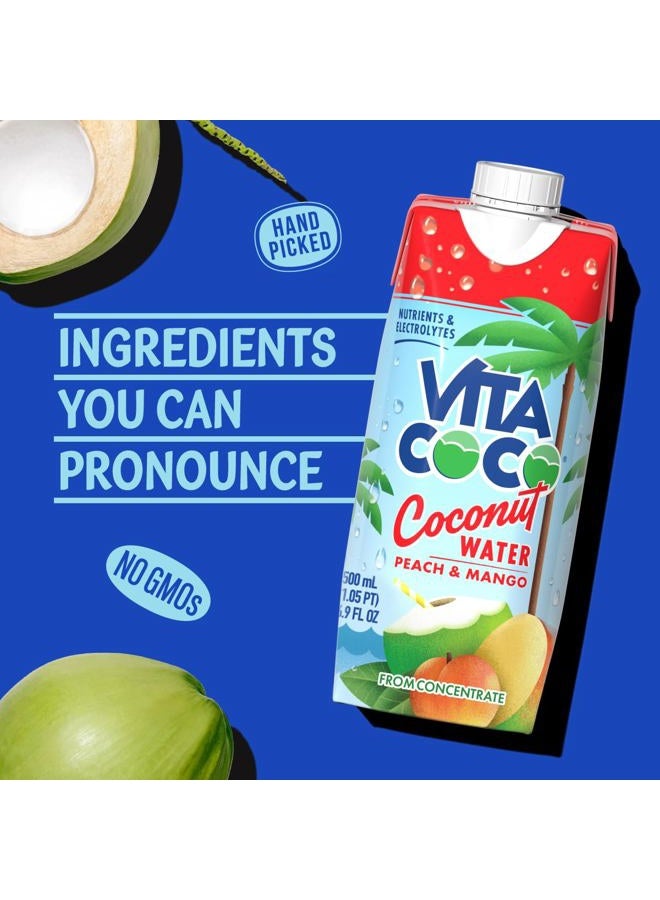 Vita Coco ماء جوز الهند، خوخ ومانجو - مشروب إلكتروليت مرطب بشكل طبيعي - بديل ذكي للقهوة، الصودا، ومشروبات الرياضة - خالي من الغلوتين - 16.9 أونصة سائلة (عبوة من 12) - Image 2