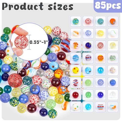 3 otters 85PCS Colorful Marbles Bulks, for Kids Marble Run, with Tinplate Box - Image 2