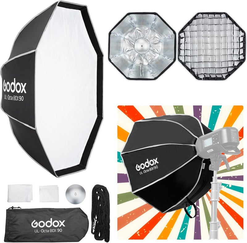 UL-Series Softbox 35'' / 90cm Octagonal Quick Release Umbrella Softbox Foldable Light Modifier for Product Photography & Tabletop Lighting - Bowens Mount Compatible - Image 1