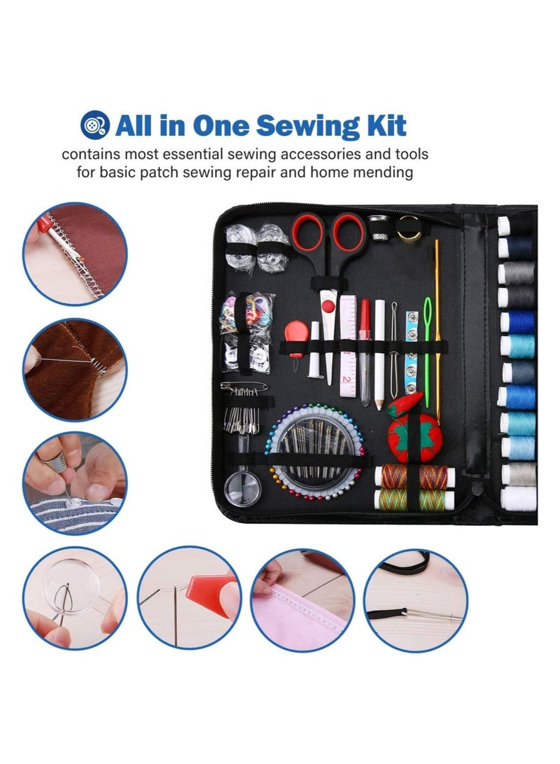 DAX STAR Sewing Kit (183 PCS) Sewing Supplies with 38 XL Thread Spools Scissors Needles Pins for Home School Beginner Adults Kids DIY Sewing Accessories with Leather Carrying Case - Image 3