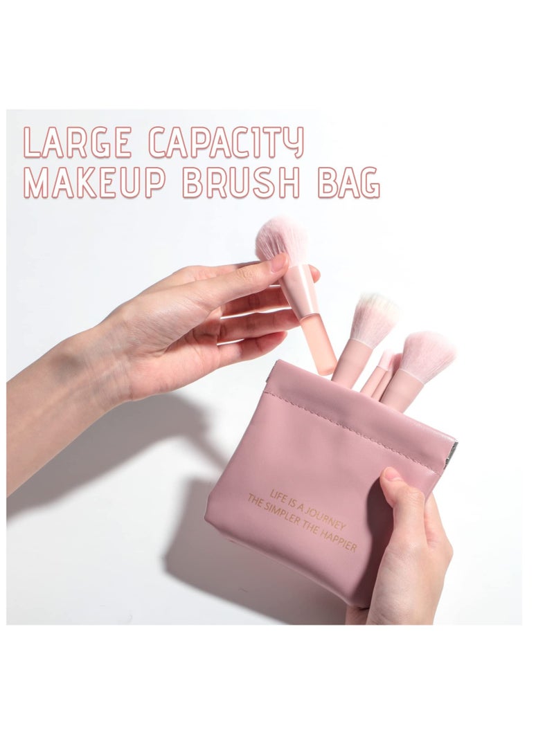 Excefore Travel Makeup Brushes, Mini Make Up Brushes, 7 Pcs Makeup Brush, with Brush Bag, Mini Synthetic Foundation Powder Concealers Eye Shadows Mini Makeup Brush Set - Image 2