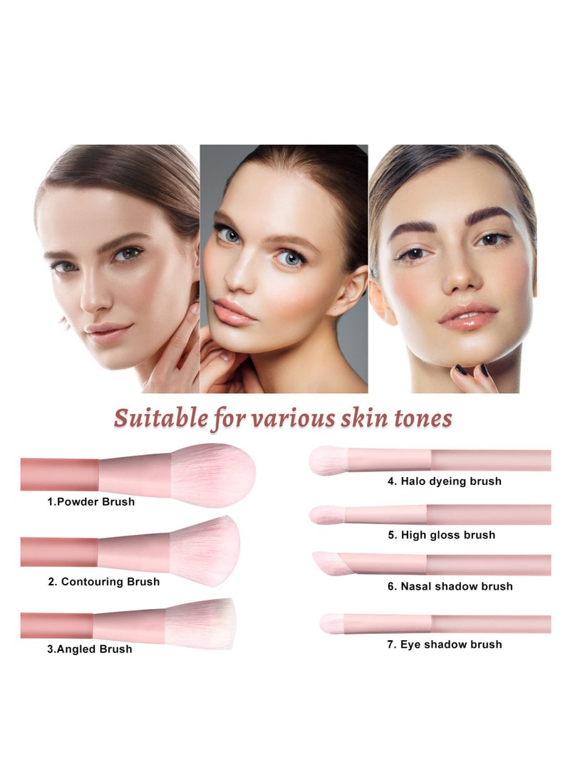 Excefore Travel Makeup Brushes, Mini Make Up Brushes, 7 Pcs Makeup Brush, with Brush Bag, Mini Synthetic Foundation Powder Concealers Eye Shadows Mini Makeup Brush Set - Image 4