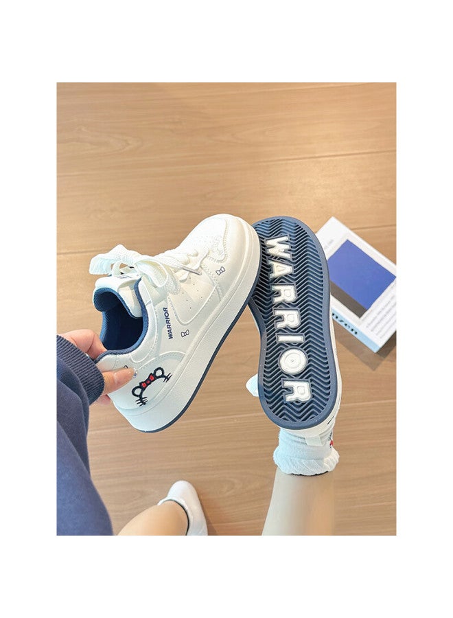 Pull Back Warrior Cartoon Original Skate Shoes Women's Autumn Small White Shoes Niche Versatile Kt Cat Student Shoes Women Beige Dark Blue 39 - Image 1