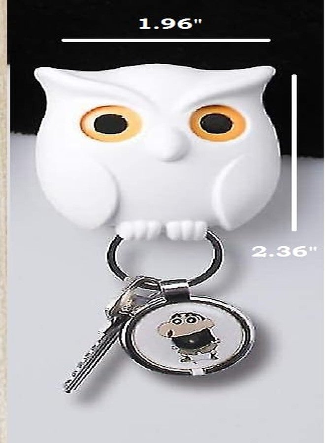 AGAS Magnetic Owl Key Holder Cute,Night Owl Keyring Holder, Automatic Open Close Eyes Creative Black Key Hanger Holder (White) - Image 2
