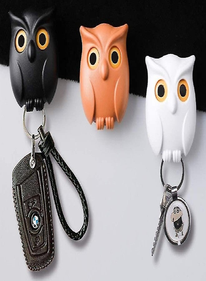 AGAS Magnetic Owl Key Holder Cute,Night Owl Keyring Holder, Automatic Open Close Eyes Creative Black Key Hanger Holder (White) - Image 5