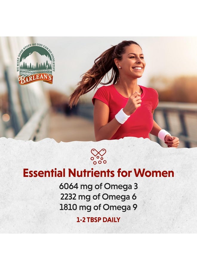 BARLEAN'S - Essential Woman Liquid Supplement For Women Organic Flaxseed Evening Primrose Oil & Soy Isoflavones Omega 3 6 9 And Gla Hormonal Balance & Healthy Hair And Skin 12 Oz - Image 1