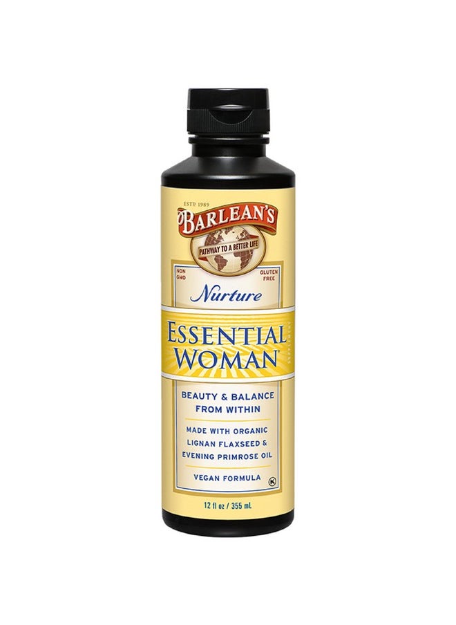 BARLEAN'S - Essential Woman Liquid Supplement For Women Organic Flaxseed Evening Primrose Oil & Soy Isoflavones Omega 3 6 9 And Gla Hormonal Balance & Healthy Hair And Skin 12 Oz - Image 1
