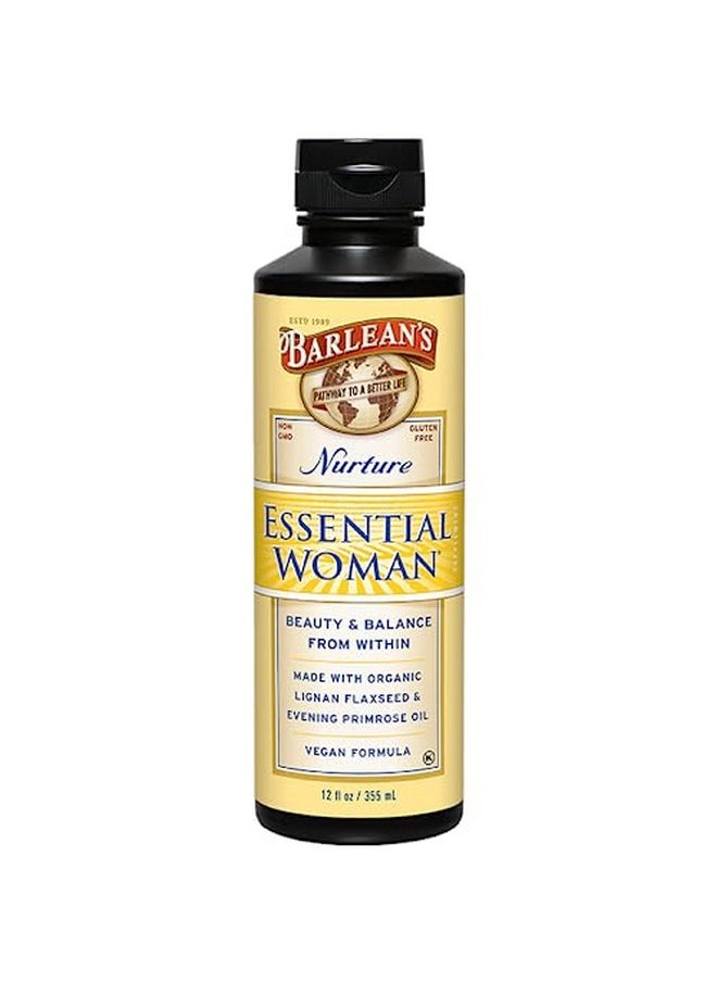 BARLEAN'S - Essential Woman Liquid Supplement For Women Organic Flaxseed Evening Primrose Oil & Soy Isoflavones Omega 3 6 9 And Gla Hormonal Balance & Healthy Hair And Skin 12 Oz - Image 1