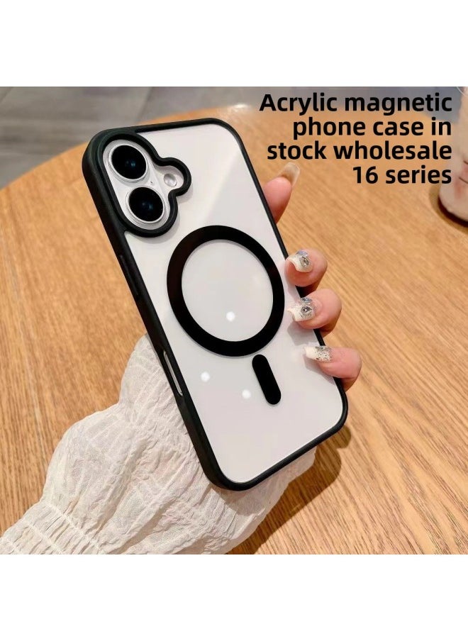 Generic - Acrylic Transparent Magnetic Apple 16Prax Phone Case No Yellow Drop-proof Apple 16 Simple Protective Case 15-Color:Titanium Gray 【super Magnetic Suction + Anti-fall And Non-yellowing】-Applicable Mod - Image 1