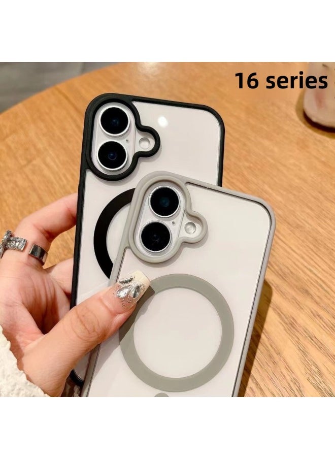 Generic - Acrylic Transparent Magnetic Apple 16Prax Phone Case No Yellow Drop-proof Apple 16 Simple Protective Case 15-Color:Titanium Gray 【super Magnetic Suction + Anti-fall And Non-yellowing】-Applicable Mod - Image 1