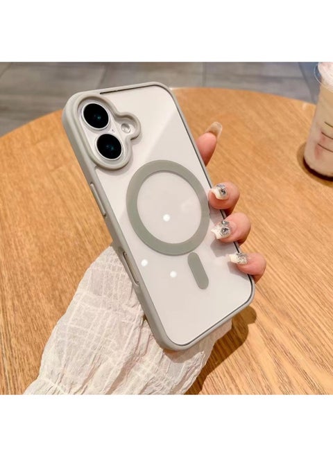 Acrylic Transparent Magnetic Apple 16Prax Phone Case No Yellow Drop-proof Apple 16 Simple Protective Case 15-Color:Titanium Gray 【super Magnetic Suction + Anti-fall And Non-yellowing】-Applicable Mod