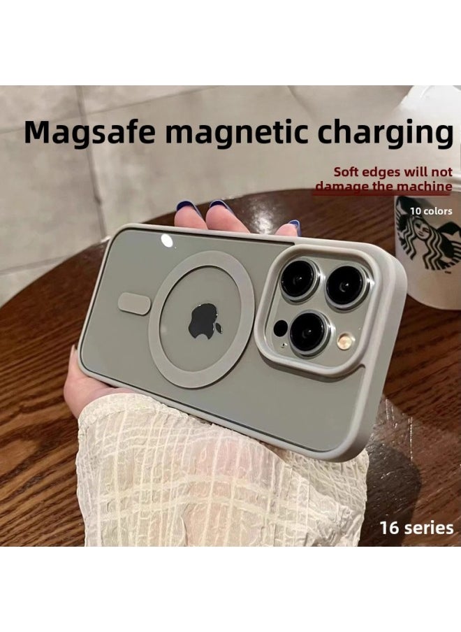 Generic - Acrylic Transparent Magnetic Apple 16Prax Phone Case No Yellow Drop-proof Apple 16 Simple Protective Case 15-Color:Titanium Gray 【super Magnetic Suction + Anti-fall And Non-yellowing】-Applicable Mod - Image 1