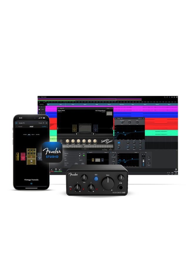 FENDER AudioBox GO | 2x2 USB-C Audio Interface for Music Production, XLR Mic/Line Combo, TS Instrument Input, 24-bit/96 kHz Converters, Zero-Latency Headphone Monitoring, Mac & PC - Image 1