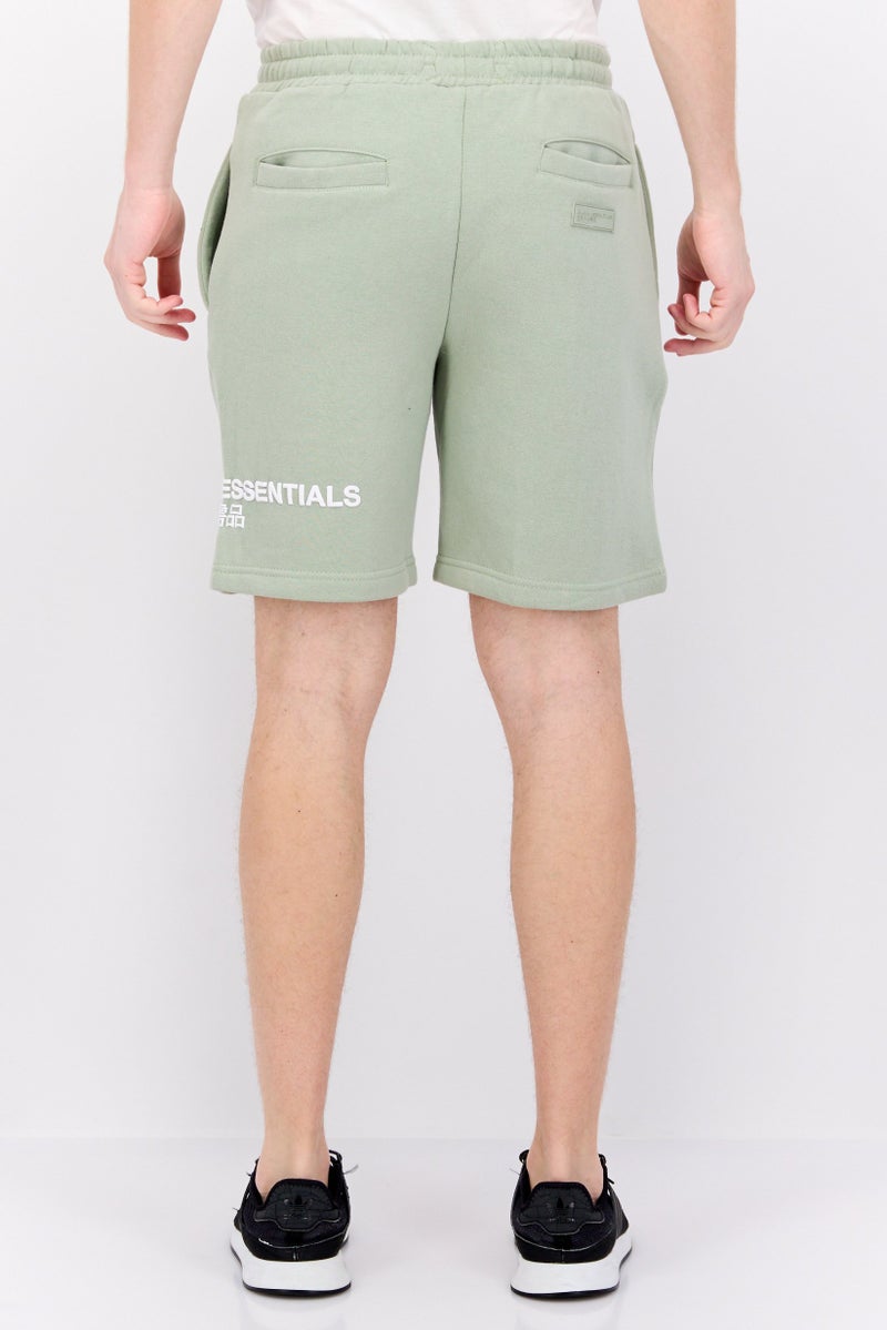Blank Essentials Men Brand Logo Basic Shorts, Sage Green - Image 2