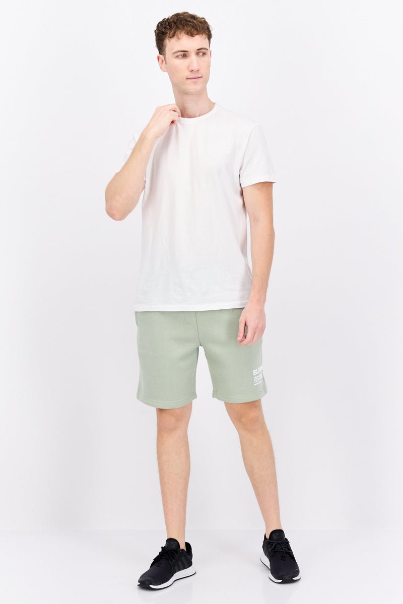 Blank Essentials Men Brand Logo Basic Shorts, Sage Green - Image 4