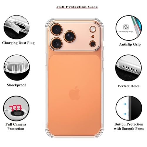 Casotec Slim Soft Silicon *Anti Dust Plug* Shockproof Transparent TPU Back Case Cover for iPhone 17 Pro - Clear - Image 4