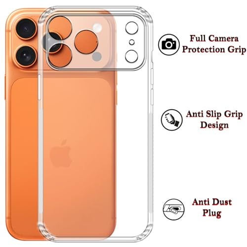 Casotec Slim Soft Silicon *Anti Dust Plug* Shockproof Transparent TPU Back Case Cover for iPhone 17 Pro - Clear - Image 3