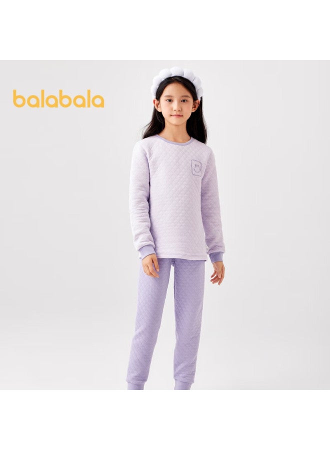 Balabala Children's Thermal Underwear Set, Winter Thickened Padded Boys' Comfortable Autumn Top And Pants, Baby Base Layer Sleepwear - Image 3