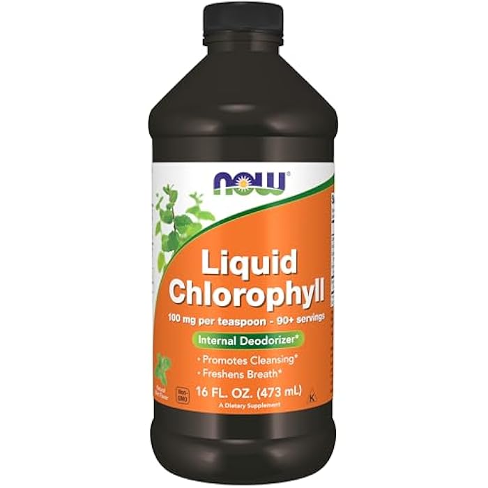 now Supplements, Liquid Chlorophyll, Super Concentrated, Internal Deodorizer*,Boost Energy, Mint Flavor, 16-Ounce - Image 1