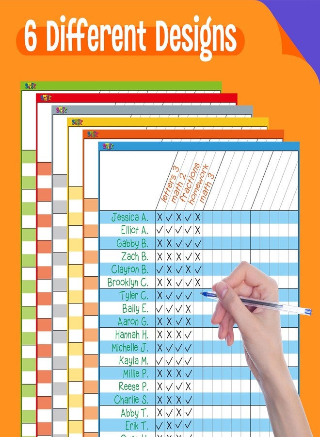 سبرايت جرو مجموعة من 6 لوحات تحفيزية قابلة للمسح الجاف، 6 لوحات تتبع متعددة الألوان لتتبع المهام/المسؤوليات/الحضور المدرسي/تقدم الواجبات المنزلية، 27 صفًا × 15 عمودًا (11 بوصة × 17 بوصة). - Image 4