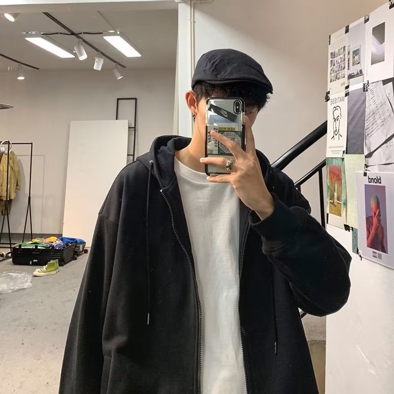 Coat Men'S Fashion Brand Couple Cardigan Sweater American High Street Loose Boys Stand Collar Jacket Autumn Top - Image 3