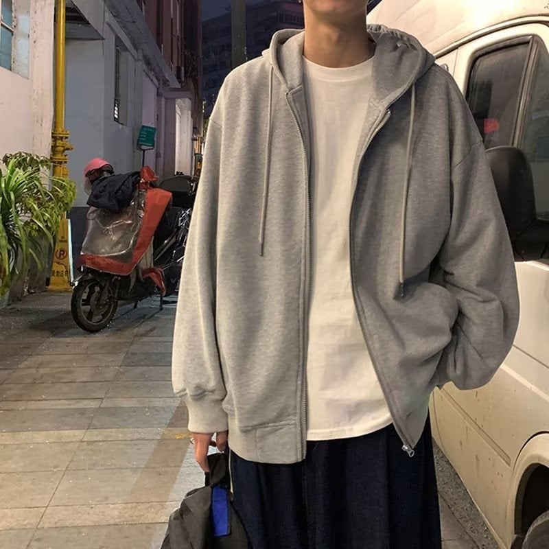 Coat Men'S Fashion Brand Couple Cardigan Sweater American High Street Loose Boys Stand Collar Jacket Autumn Top - Image 2