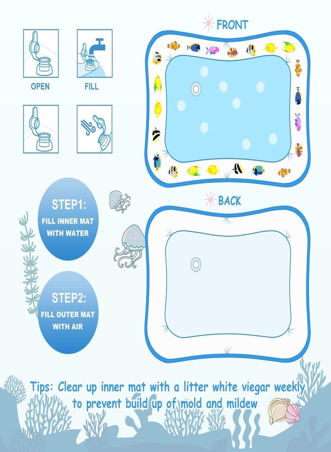 BREEWELL Baby Kids Water Play Mat Toys Inflatable Tummy Time Leakproof Water Play Mat, Fun Activity Play Center Indoor and Outdoor Water Play Mat for Baby (Regular) - Image 5