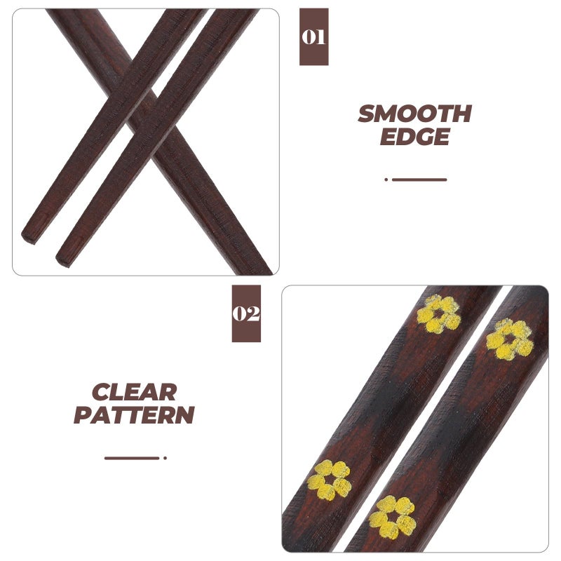Reusable Natural Wood Chopsticks Set Sakura Design Non Slip Dishwasher Safe - Image 4
