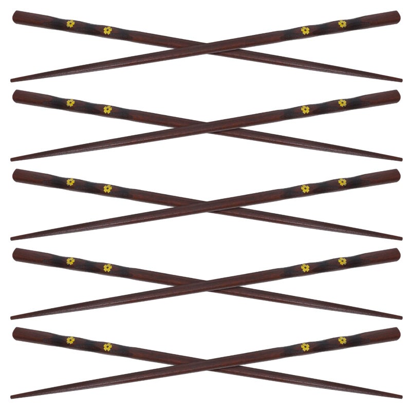 Reusable Natural Wood Chopsticks Set Sakura Design Non Slip Dishwasher Safe - Image 2
