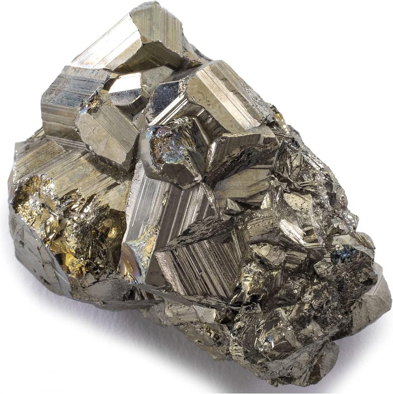 KALIFANO Natural Pyrite Cluster - High Energy Iron Piedra Pirita from Peru with Healing Properties (Information Card) Fools Gold Rock Reiki Crystal Used for Increased Willpower and Manifestation