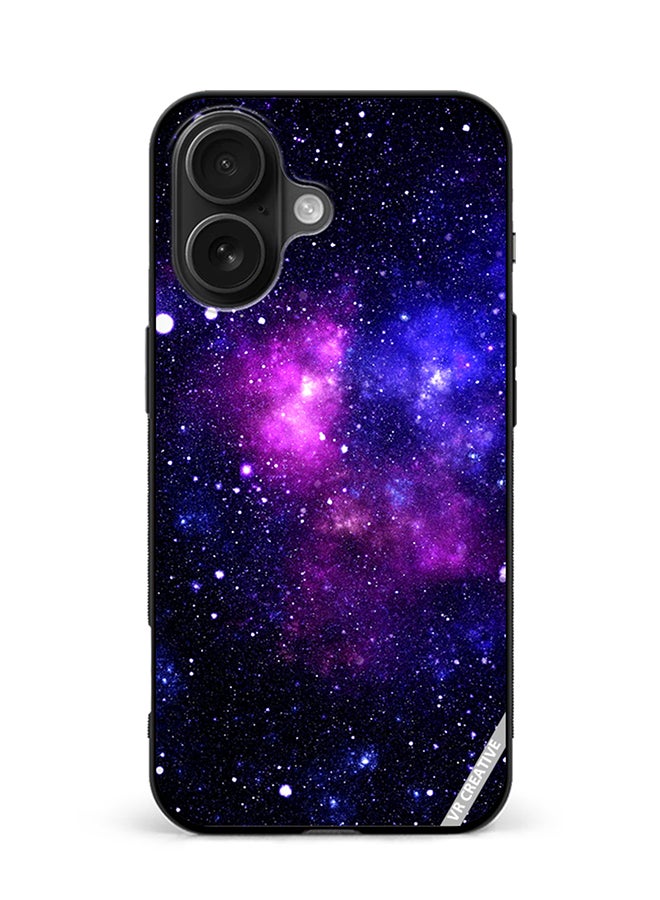 VR CREATIVE Protective Case Cover For Apple iPhone 16 Galaxy Purple Design Multicolour