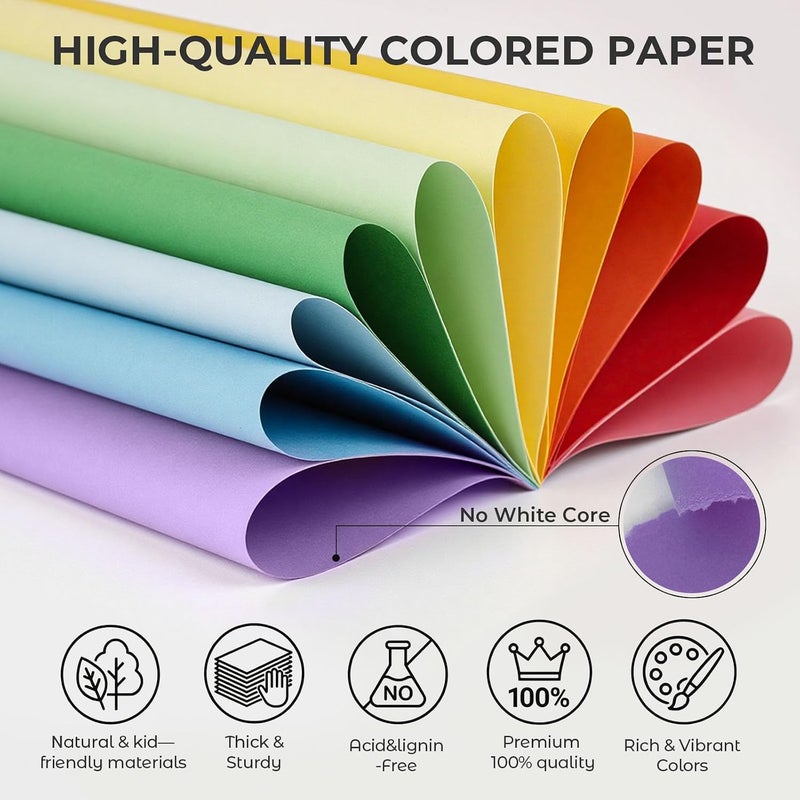 3 Otters Construction Paper Pack - 200 Sheets Heavy Duty Colored Cardstock, A4, 10 Assorted Colors - Image 2