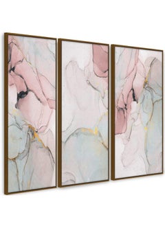 Home Gallery Set Of 3 Pink Marble Canvas Wall Art Gold Framed Wall Art  - Image 5