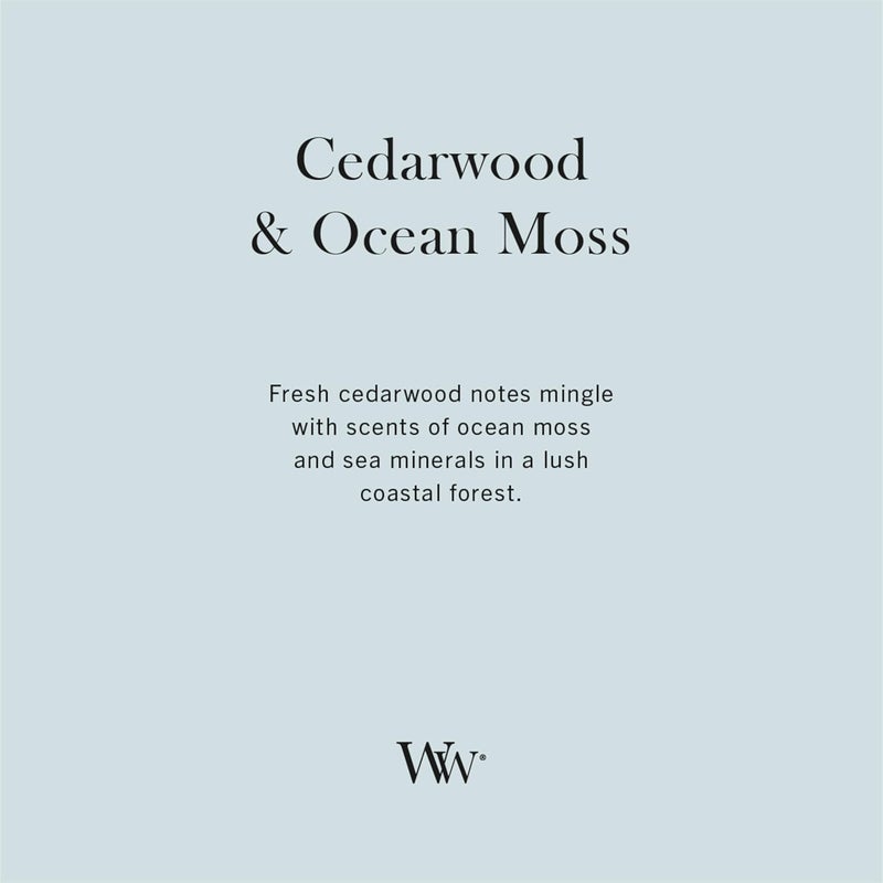 وودويك شمعة بفتيل خشبي، حجم صغير، عطر “خشب السيدار والطحالب البحرية” (Cedarwood & Ocean Moss) | هدايا مثالية للنساء - Image 2