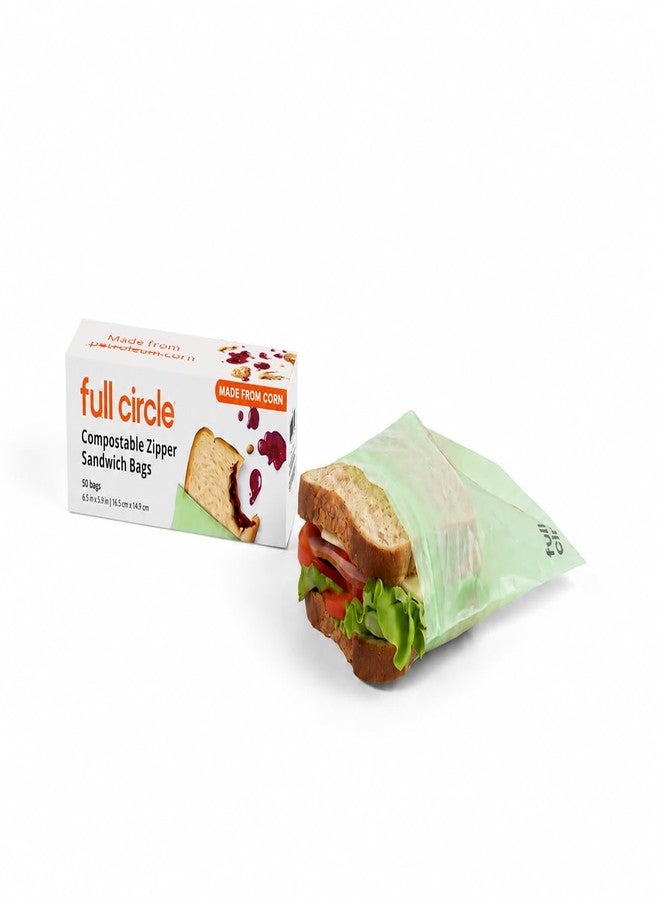 Full Circle Home Compostable Zipper Bags - Sandwich Size, 50ct, 1 Box of 50 - Plant-Based & Plastic-Free, No Microplastics, Leak-Resistant, Resealable Food-Safe Bags - Image 1
