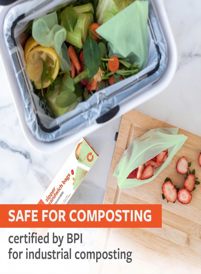 Full Circle Home Compostable Zipper Bags - Sandwich Size, 50ct, 1 Box of 50 - Plant-Based & Plastic-Free, No Microplastics, Leak-Resistant, Resealable Food-Safe Bags - Image 4